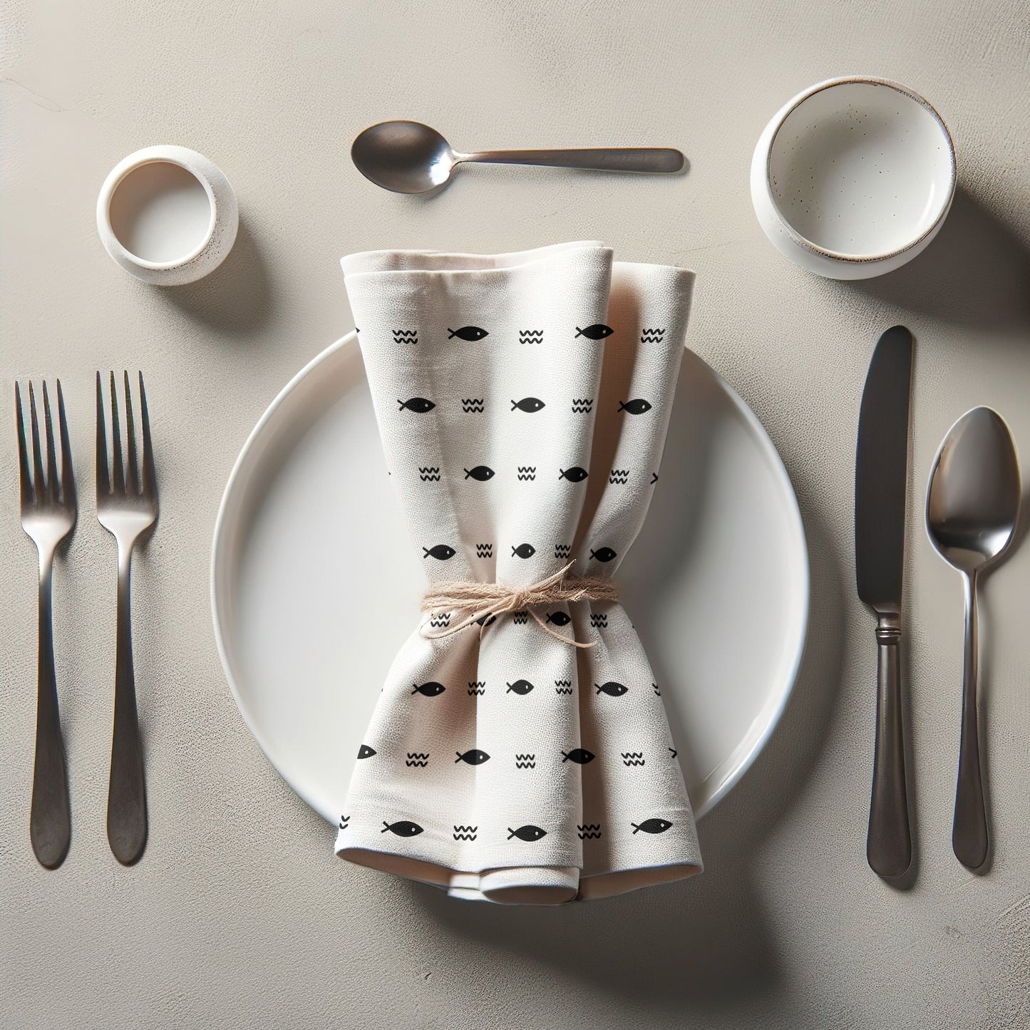 Fish and Waves Napkin in Black