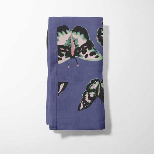 Sweet Butterflies Napkin in Midnight in Lightweight Linen