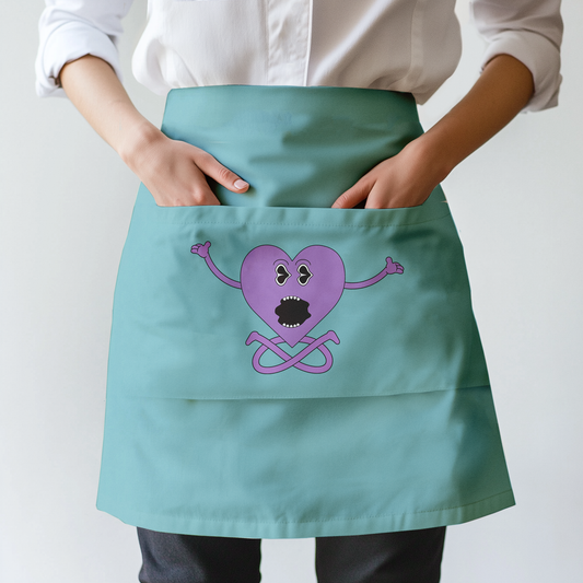 Purple Heart with Aqua Half Apron