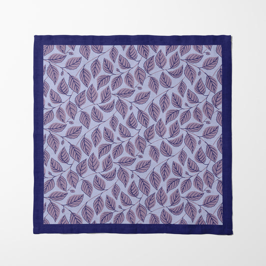 Bowing Birch Leaves in Purple Napkin in Lightweight Linen
