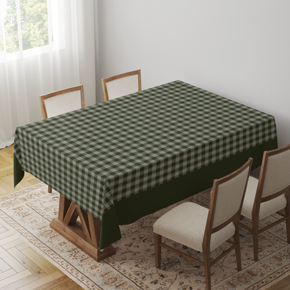 Mini Gingham Tablecloth in Olive Green - Mid Cotton Twill