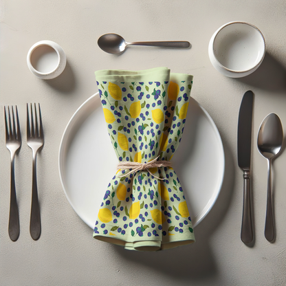 Spring Lemons Napkin in Lime