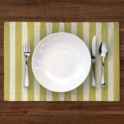 ONE Medium Stripes Placemat - Moss in Mid Cotton Twill