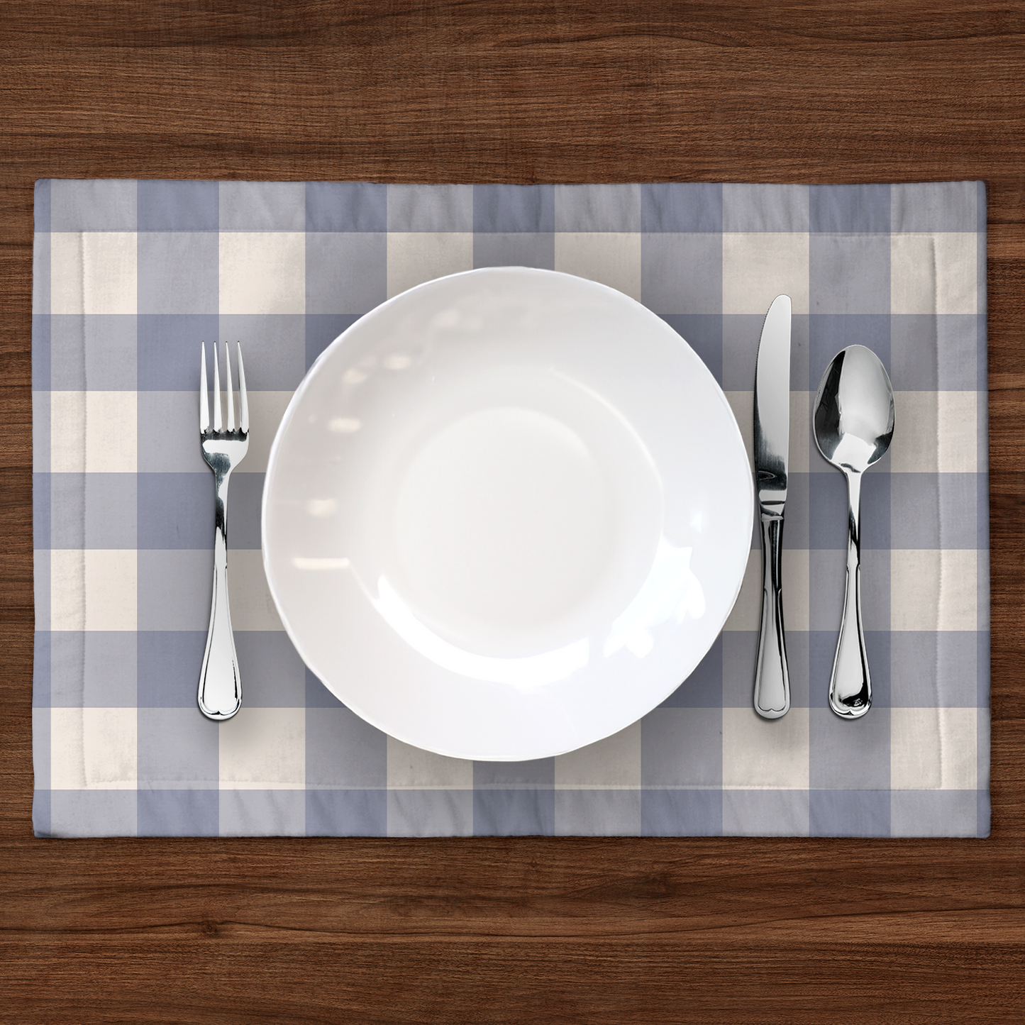 ONE Basics Large Gingham Placemat - Boat in Mid Cotton Twill