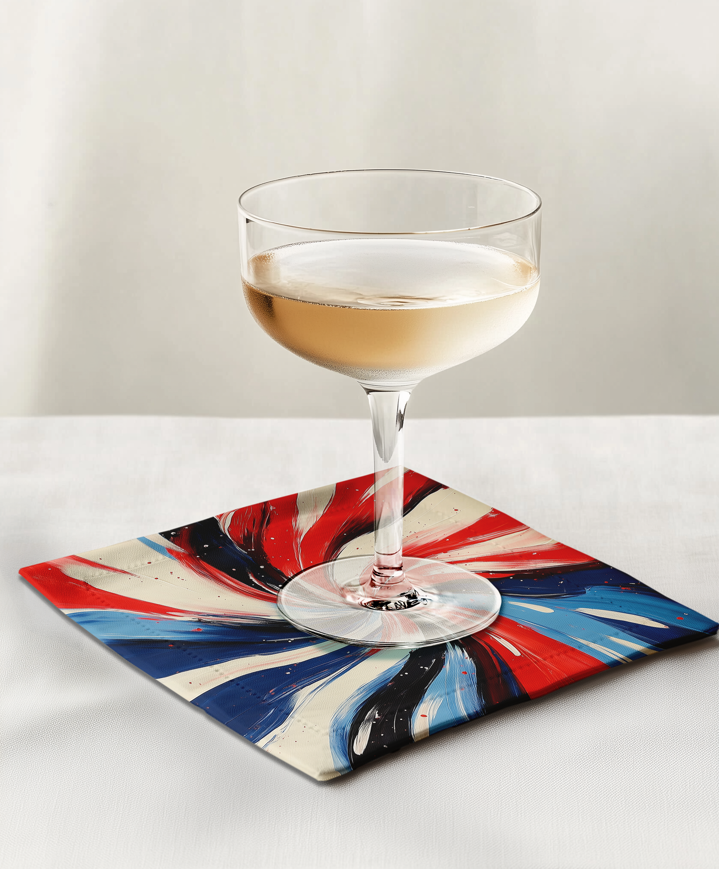 Red, White & Blue Swirls Cocktail Napkin