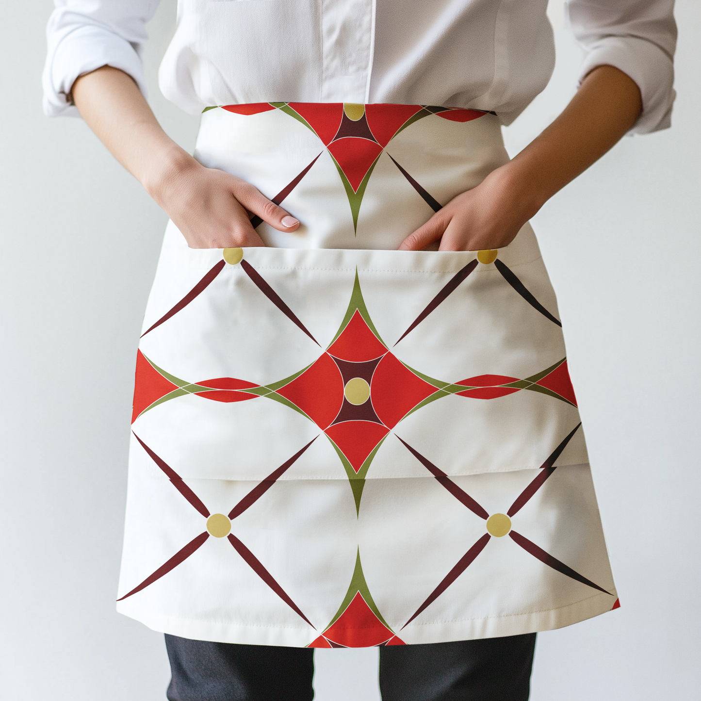 Holiday Abstract Half Apron in Red