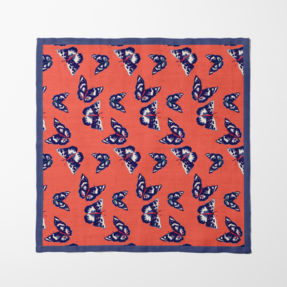 Coral Butterflies Napkin in Lightweight Linen