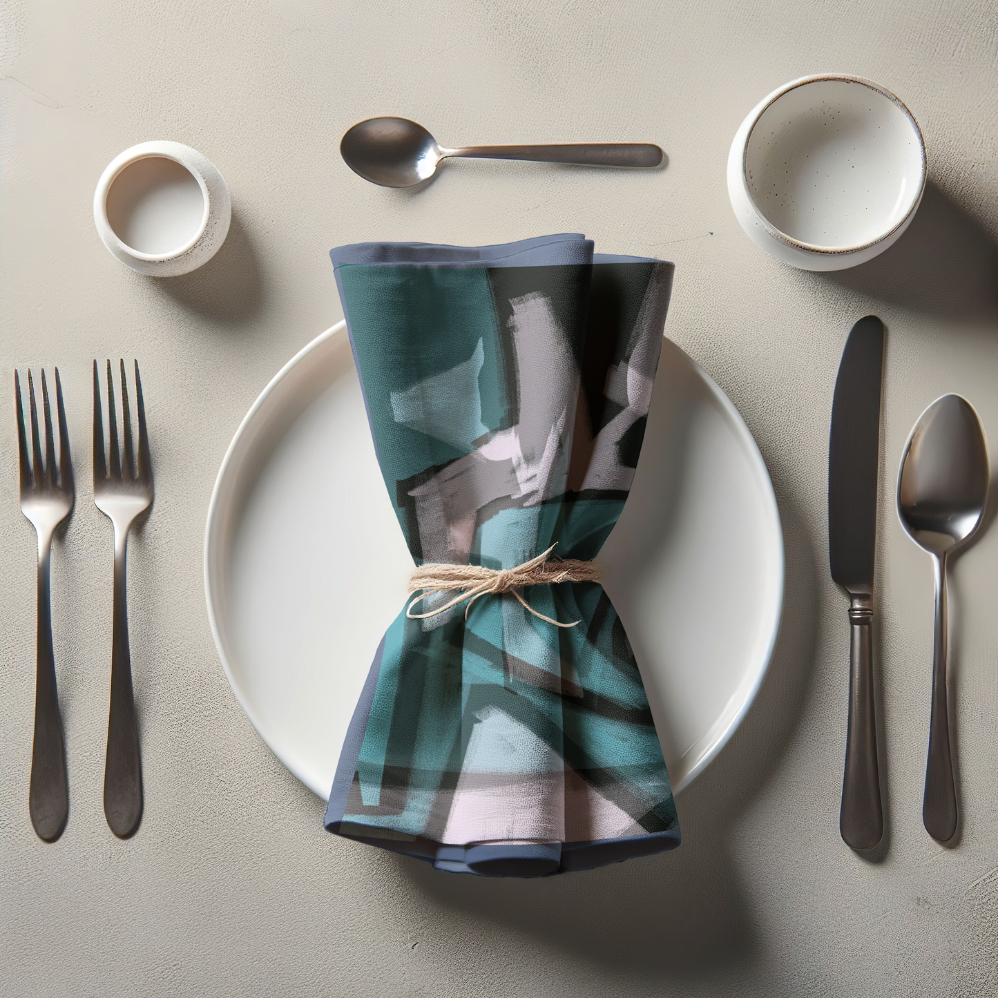 Graphic Lines Napkin with Blue