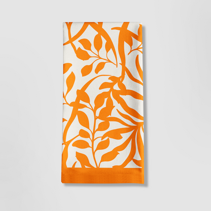 Figi Floral Tea Towel in Orange - Mid Cotton Twill