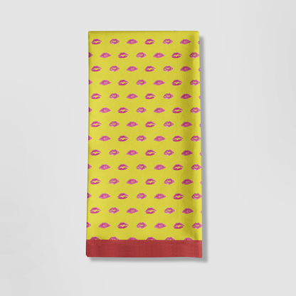 Laughter Yellow Smooch with Zebra Red Tea Towel