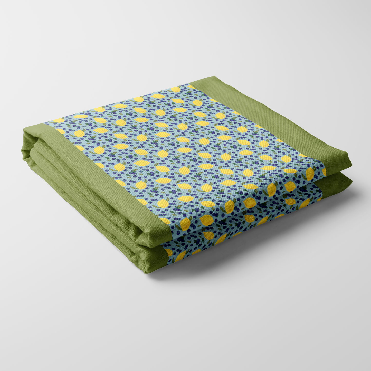 Spring Lemons Tablecloth in Aqua - Mid Cotton Twill