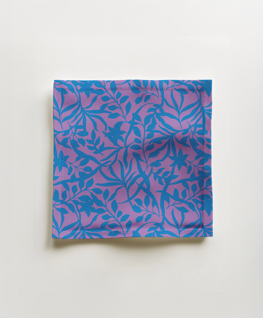 Figi Floral Cocktail Napkin in Cerulean Mauve