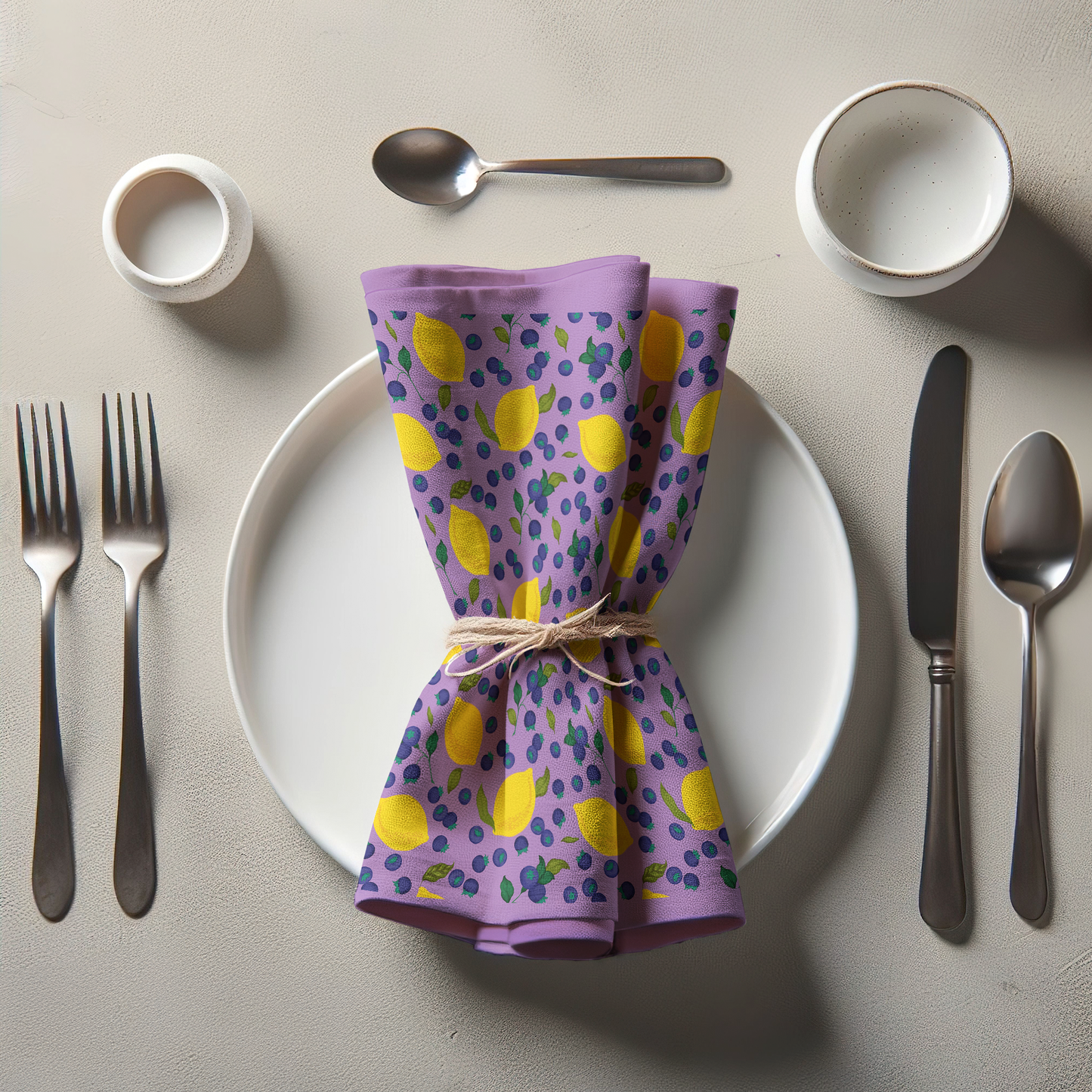 Spring Lemons Napkin in Mauve