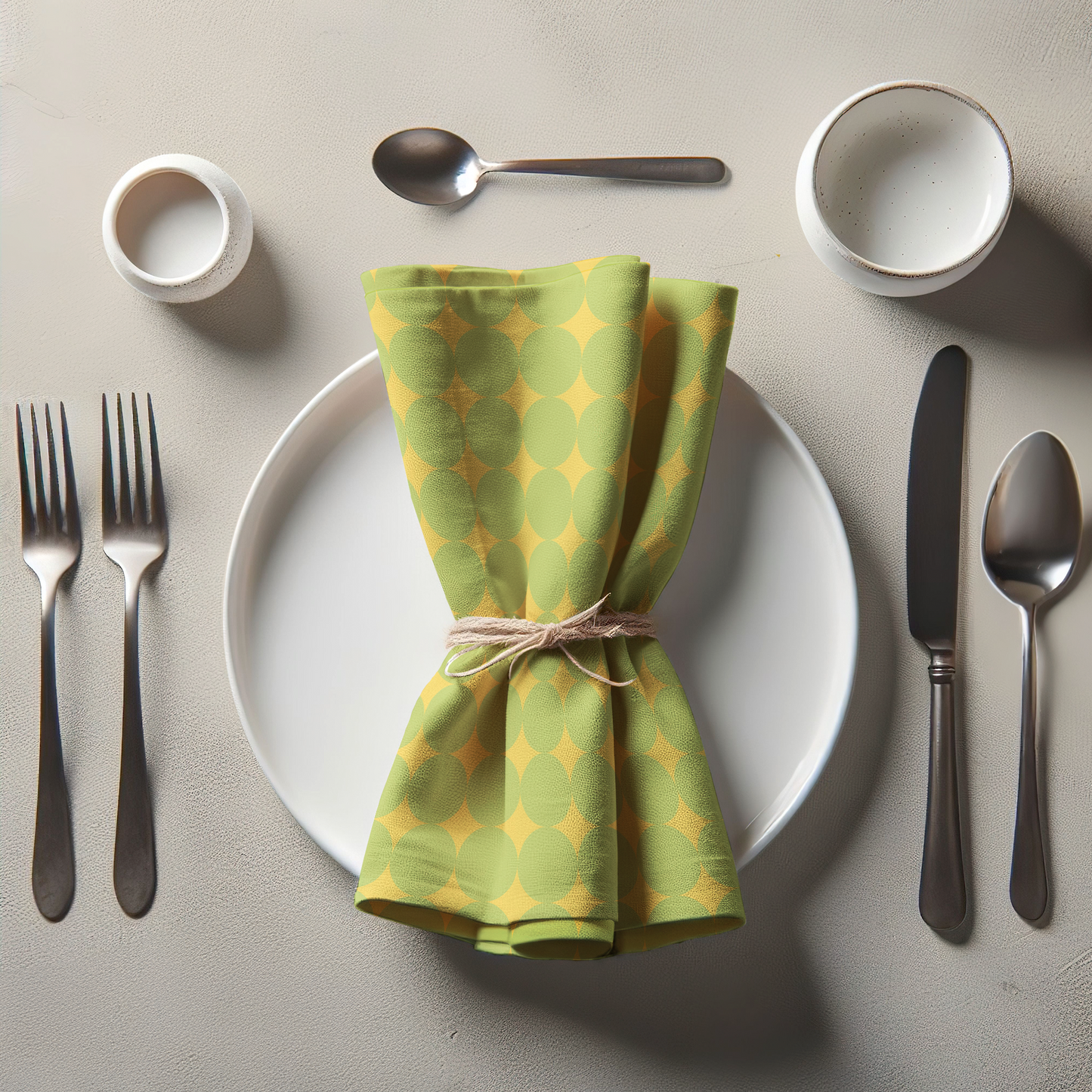 Spots and Dots Napkin - Lime Green in Organic Cotton Voile