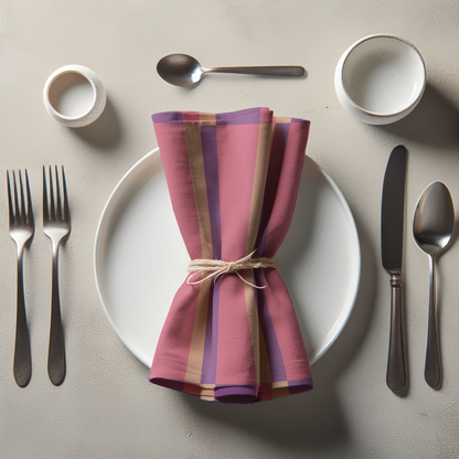 Candy Stripes Pink Napkin in Organic Cotton Voile