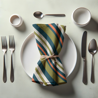 Stripe Parade Napkin in Navy Green
