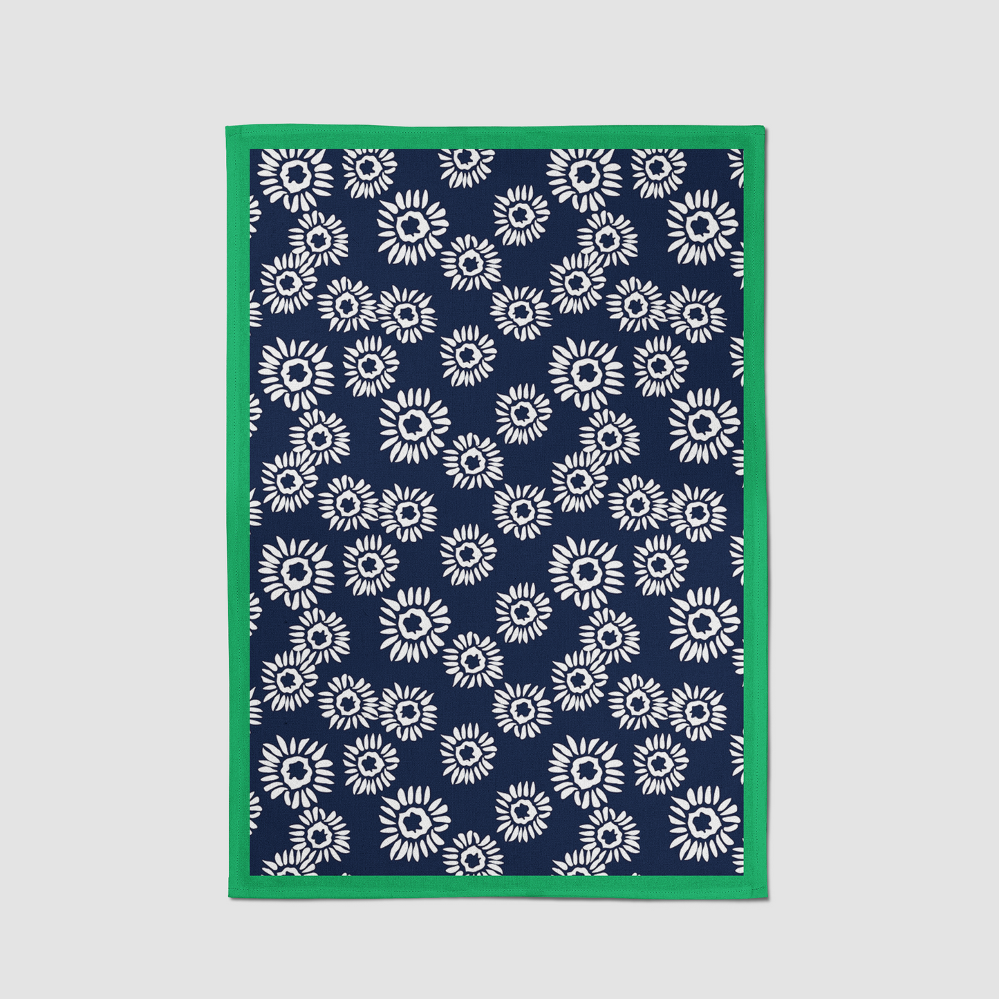 Navy Daisies Tea Towel