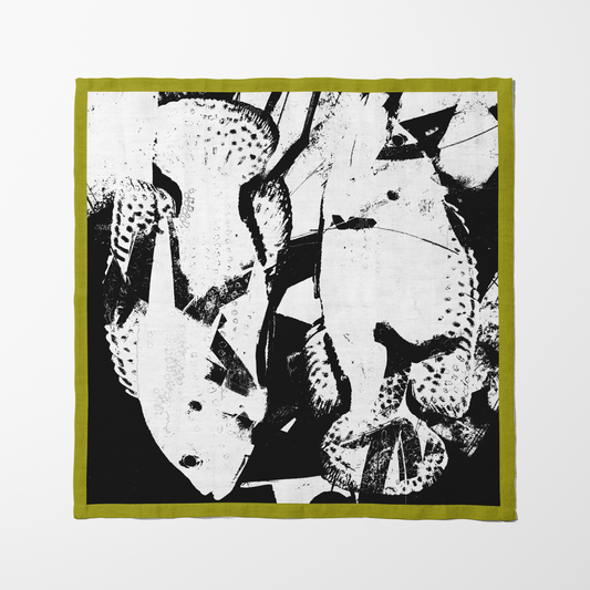 Graphic Fish Napkin in Lightweight Linen