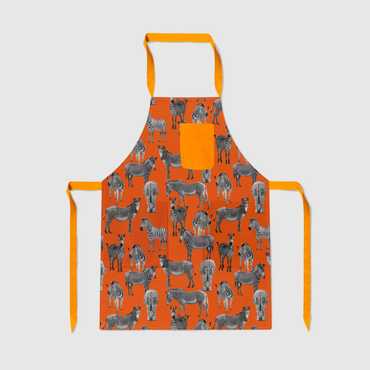 Zias Zebras Full Chef Apron - Organic Cotton Canvas Mid-Weight