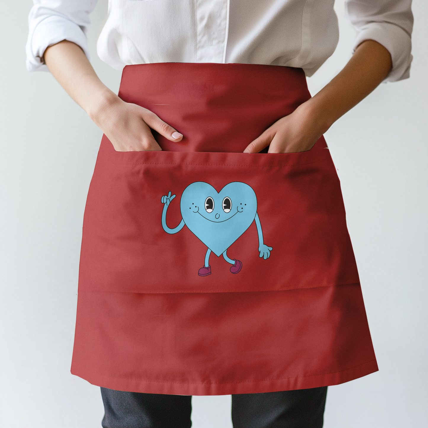 Blue Heart with Zebra Red Half Apron