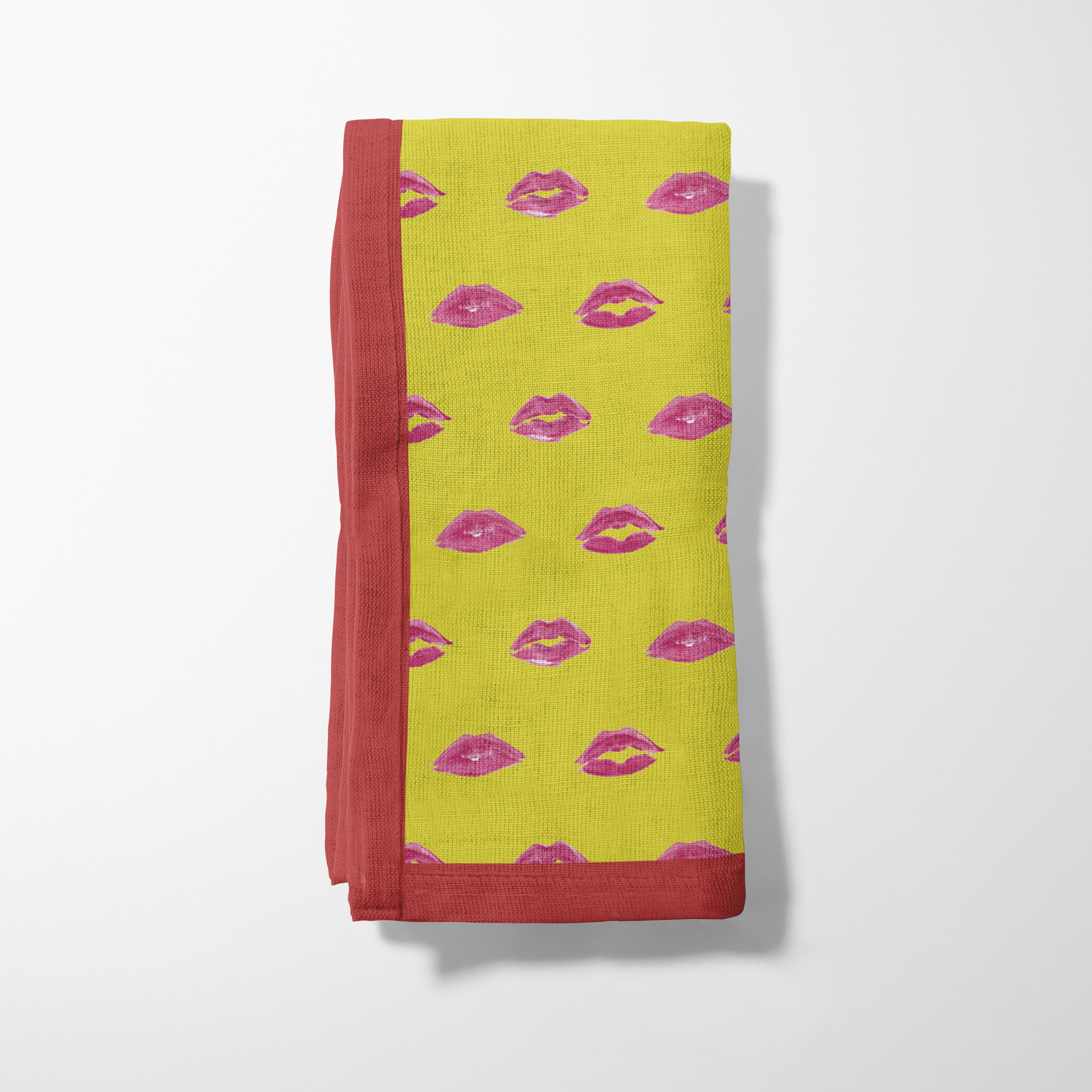 Laughter Yellow Smooch Napkin with Zebra Red Border