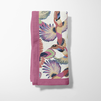 Soft Gliding Toucans Napkin in Pink in Lightweight Linen