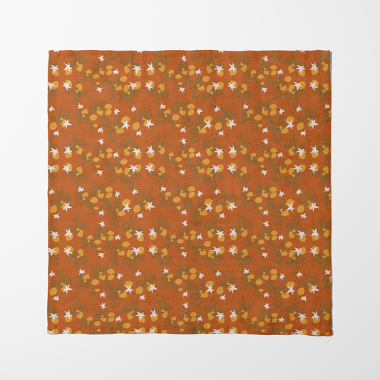 Lemon Flower Napkin in Orange