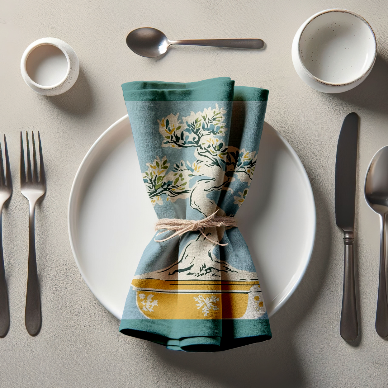 Bonsai Tree Napkin in Teal