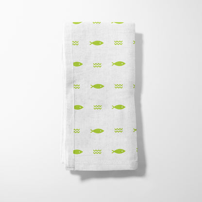 Fish and Waves Napkin in Green