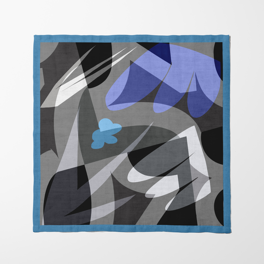 Gray with Layers Napkin in Blue in Linen