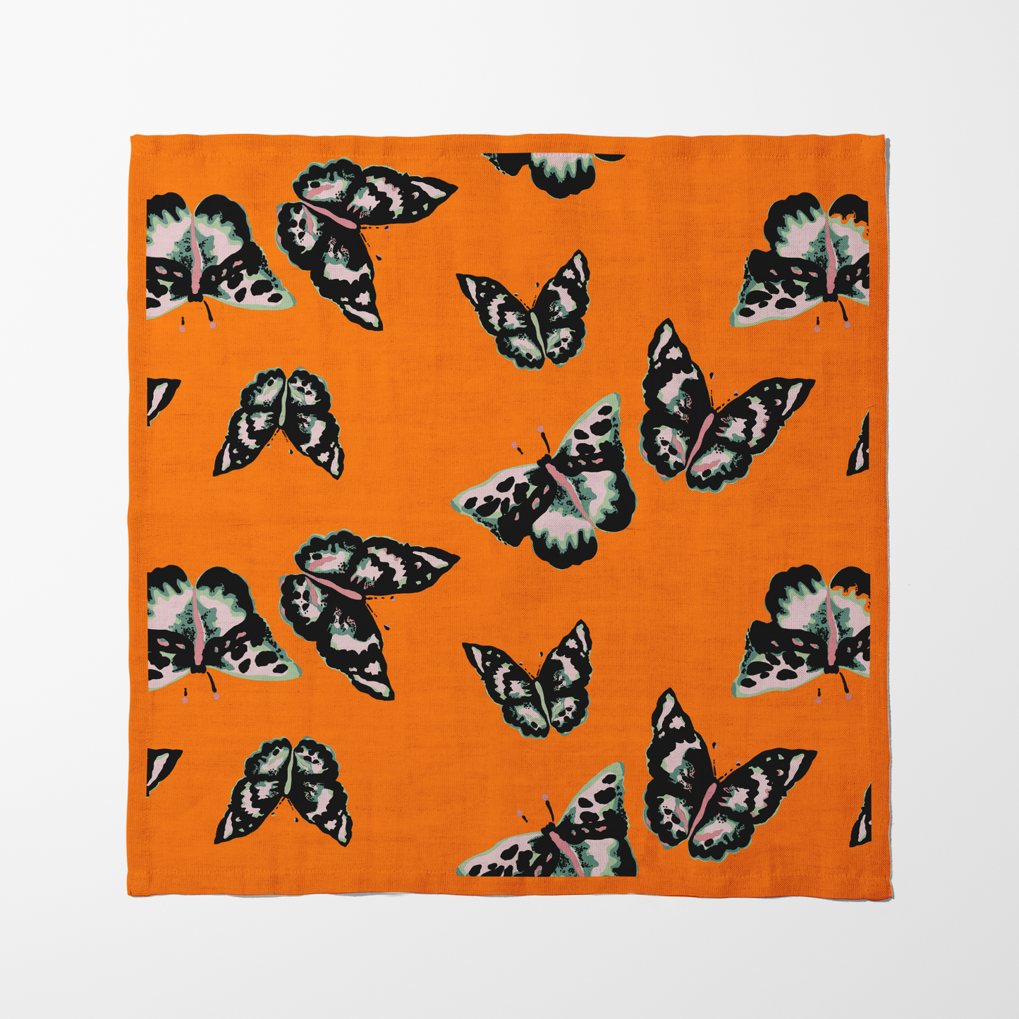 Sweet Butterflies Napkin in Orange in Organic Cotton Voile