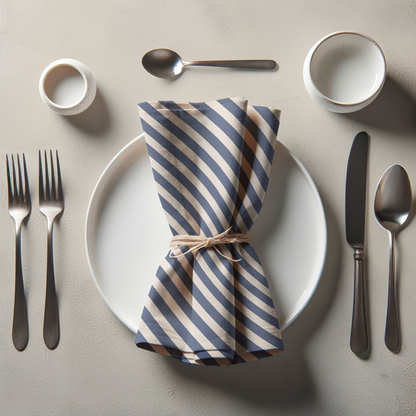 ONE Diagonal Stripe Napkin - Boat in Organic Cotton Voile