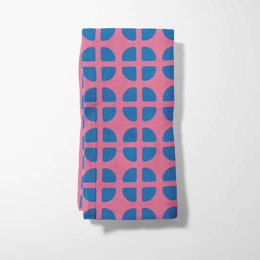 Fresh Fruit Napkin - Pink Blue in Lightweight Linen