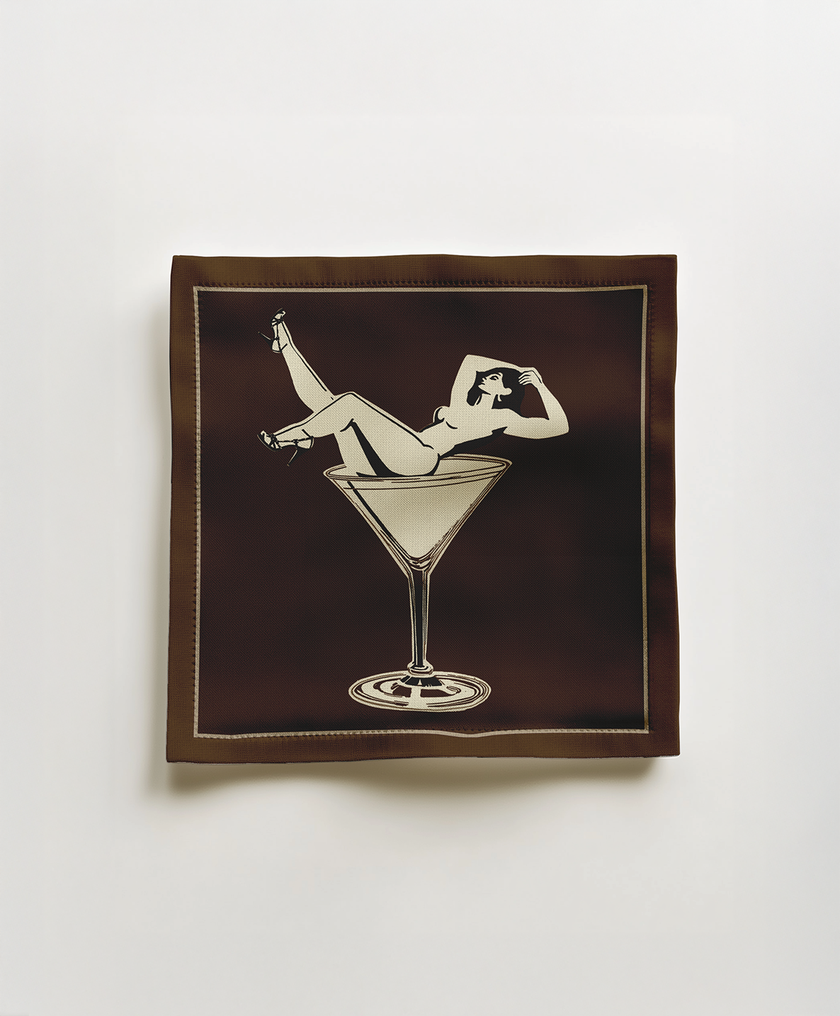Cheers Darling Cocktail Napkin in Expresso Martini in Lightweight Linen