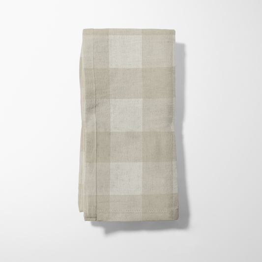 ONE Large Gingham Napkin - Pebble in Lightweight Linen