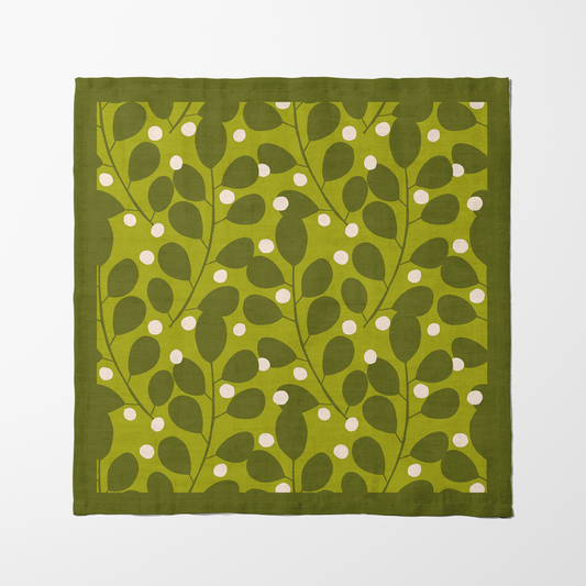 Branches + Dots Napkin — Lightweight Linen Green