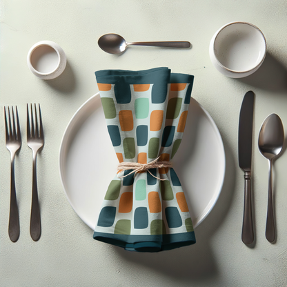 Squared Off Napkin in Dark Teal in Lightweight Linen