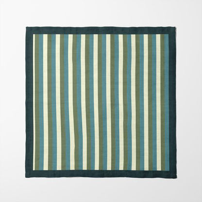 Tropical Stripes Napkin in Aqua in Organic Cotton Voile