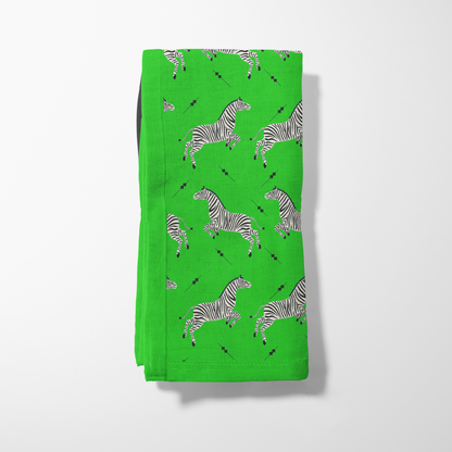 Leaping Zebras Napkin in Bright Green