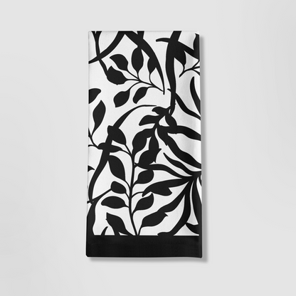 Figi Floral Tea Towel in White and Black