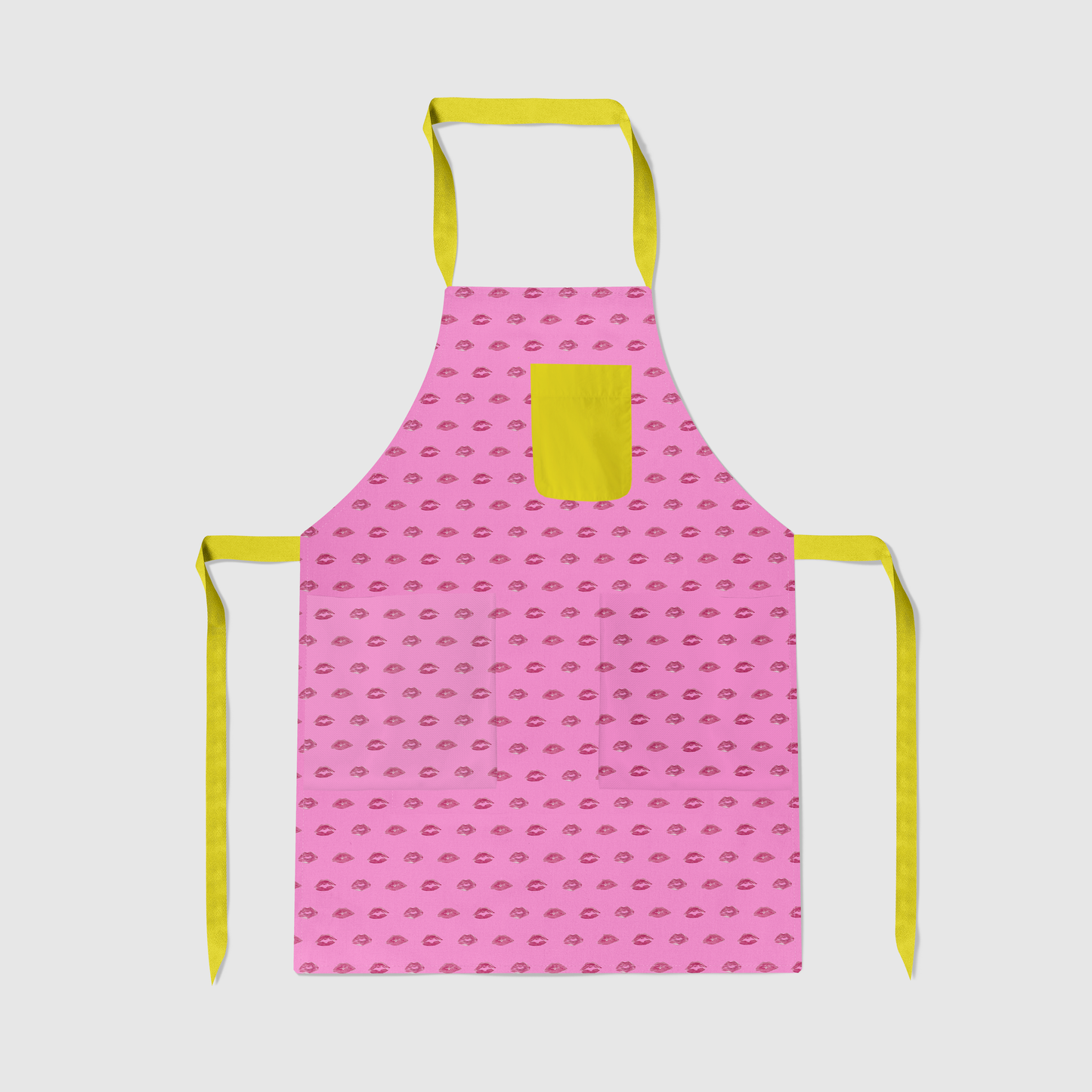 Love Pink Smooch with Laughter Yellow Apron