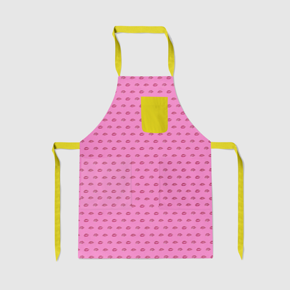 Love Pink Smooch with Laughter Yellow Apron