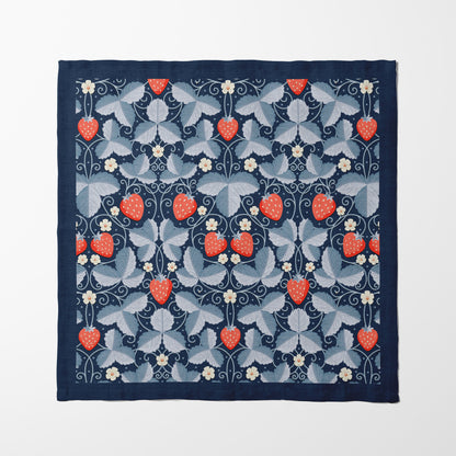 Arts & Crafts Strawberries in Blue Napkin in Lightweight Linen