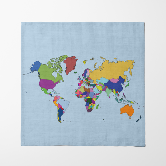 Map Napkin - Organic Cotton Voile