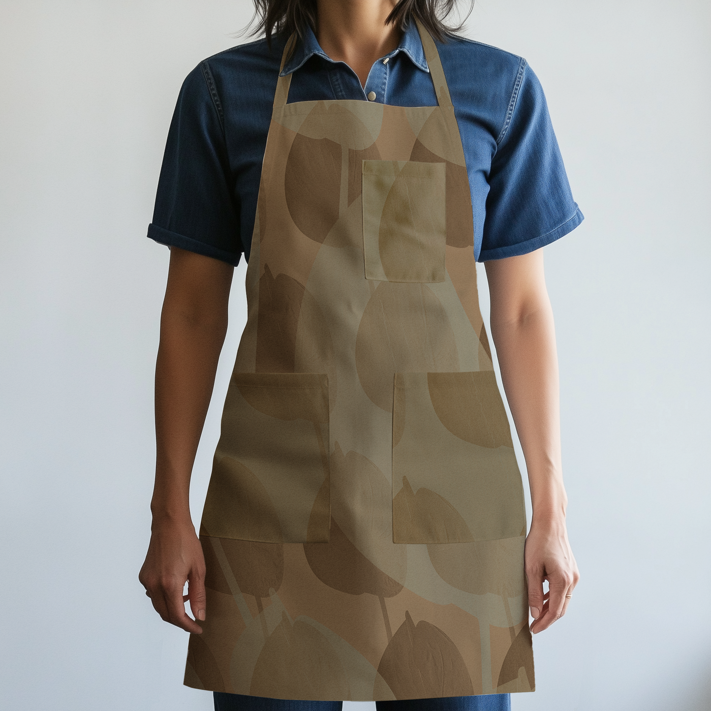 Whispering Anthurium Full Chef Apron in Organic Cotton Canvas Mid Weight