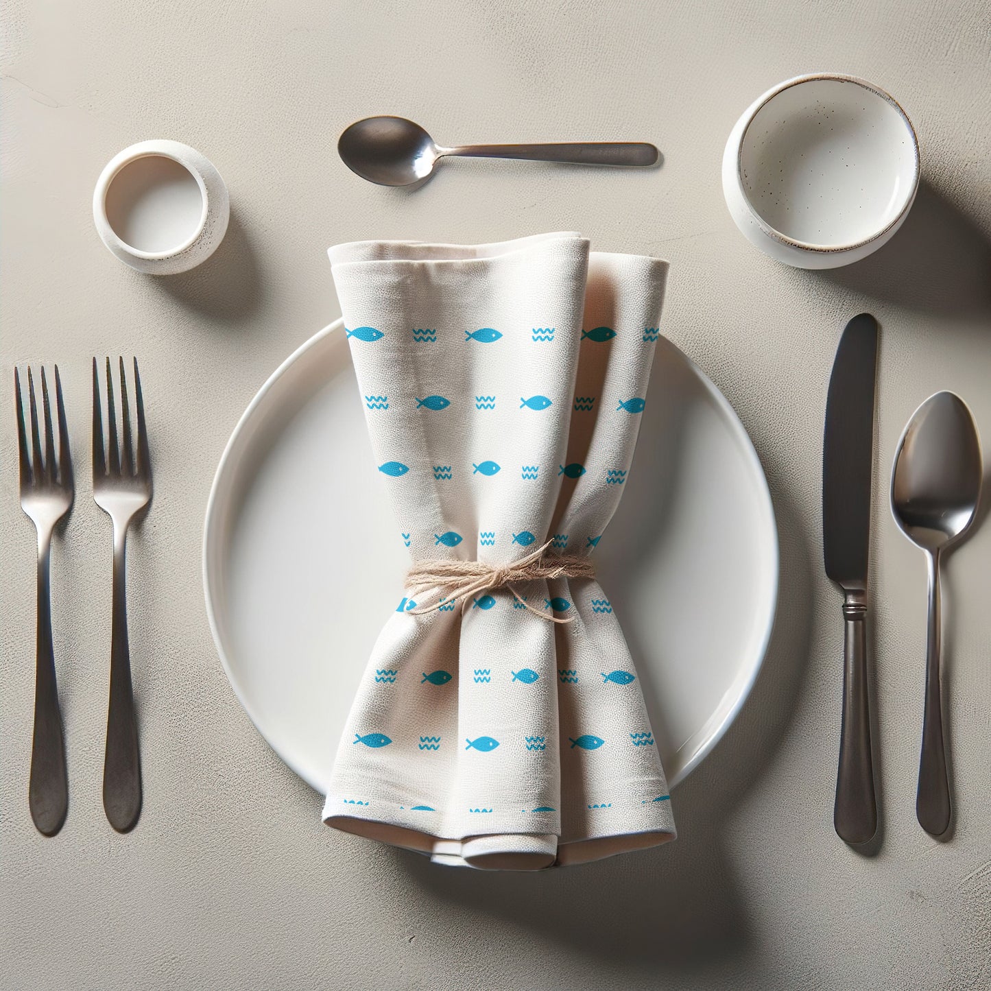 Fish and Waves Napkin in Blue