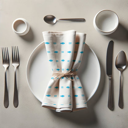 Fish and Waves Napkin in Blue