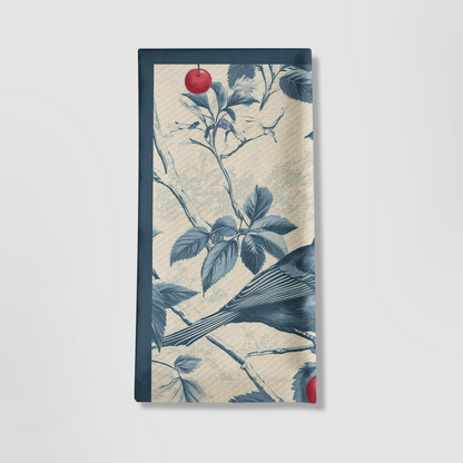 Nestled Cherries Tea Towel in Heritage Navy