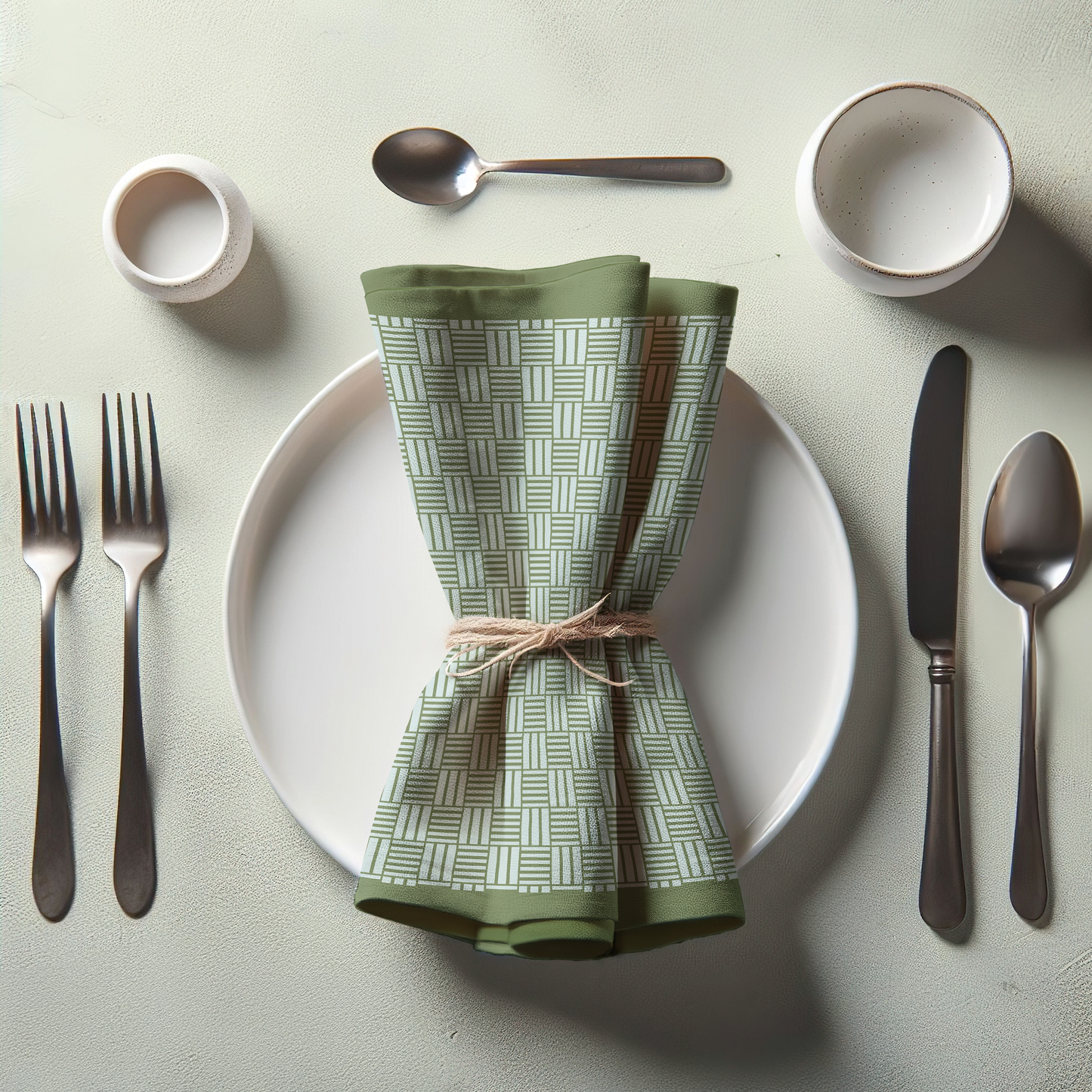 Checkered Stripes Napkin in Green