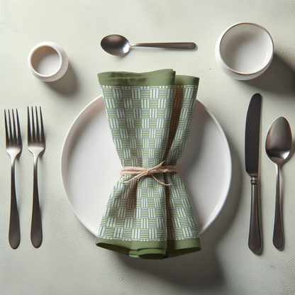 Checkered Stripes Napkin in Green
